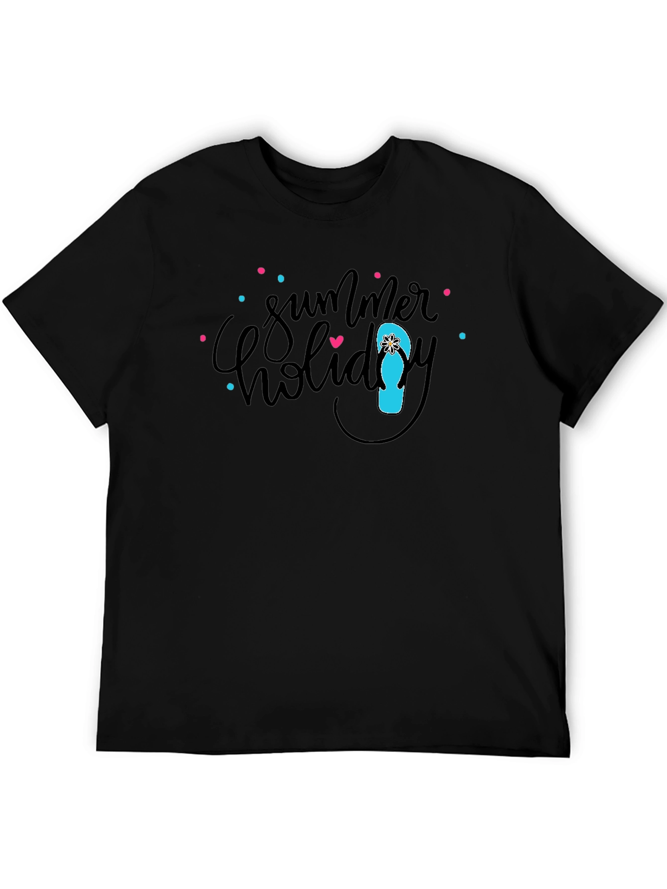 Summer Holiday Graphic Black T-Shirt