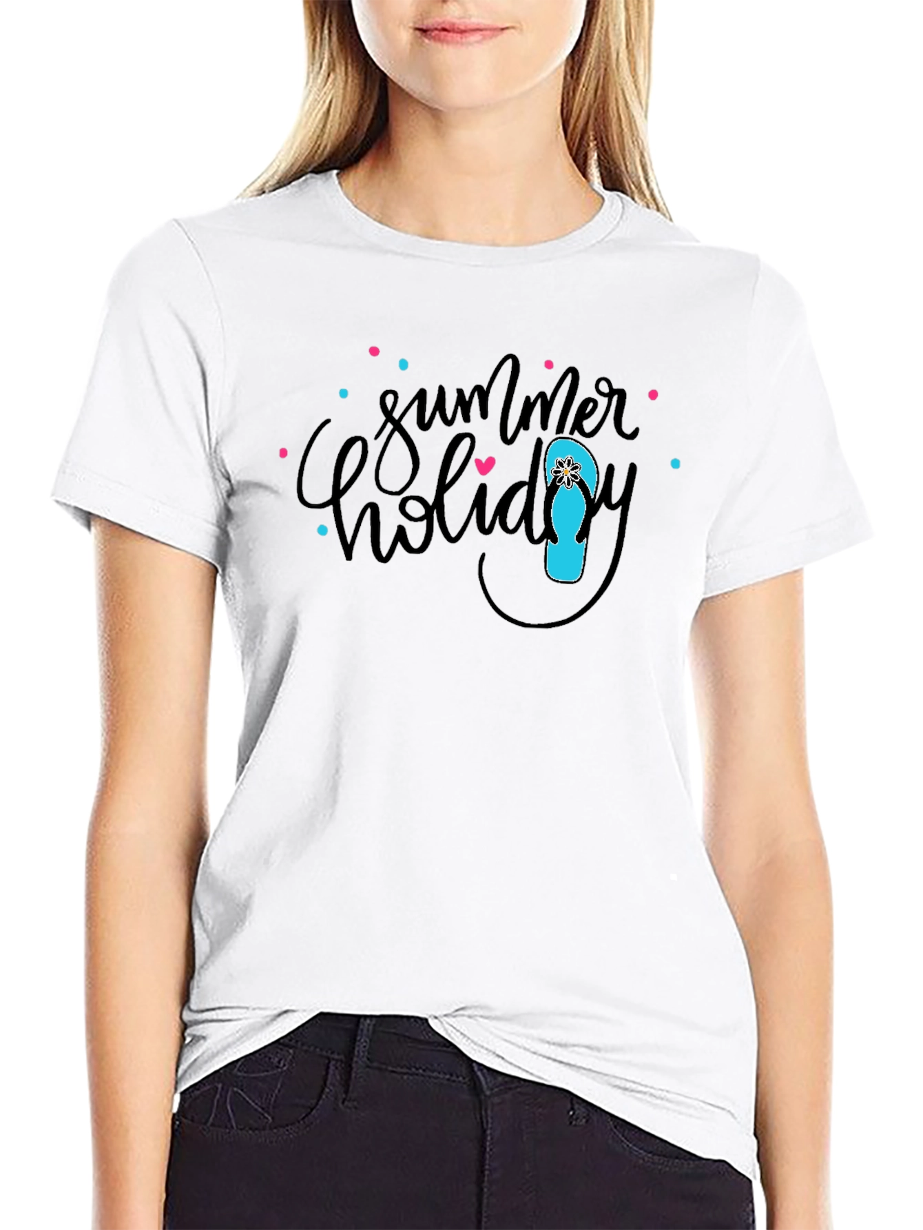 Summer Holiday Graphic Black T-Shirt