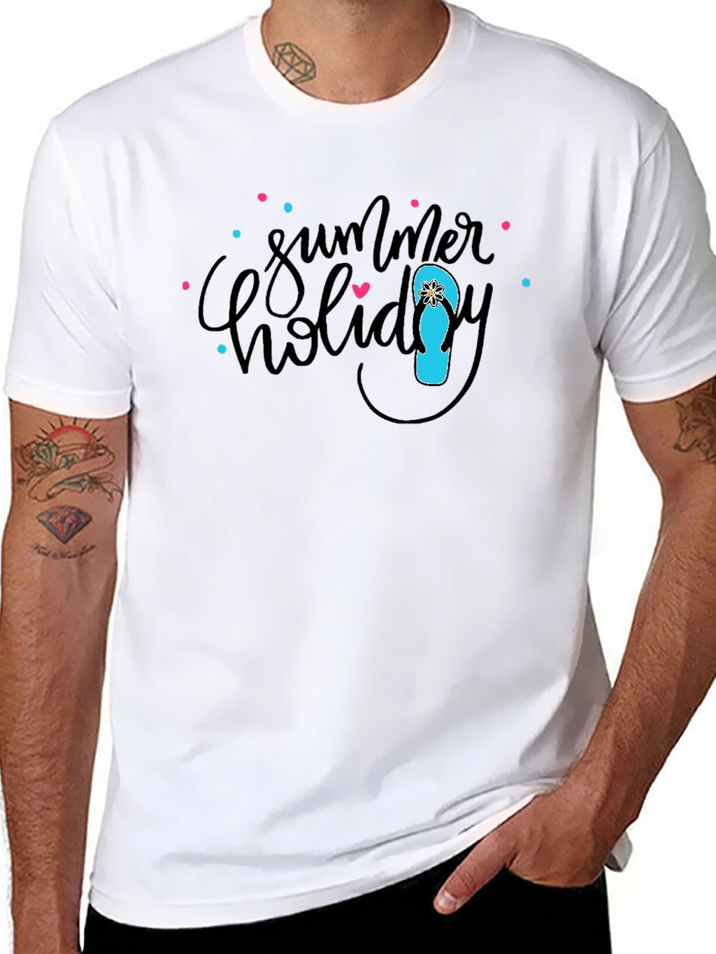 Summer Holiday Graphic Black T-Shirt