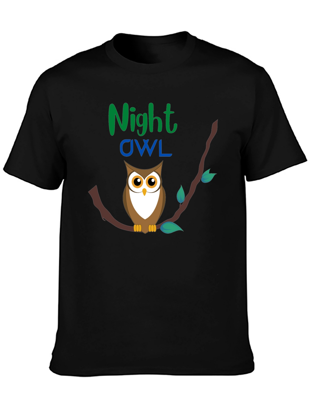 Night Owl Graphic Tee - Black Cotton T-Shirt