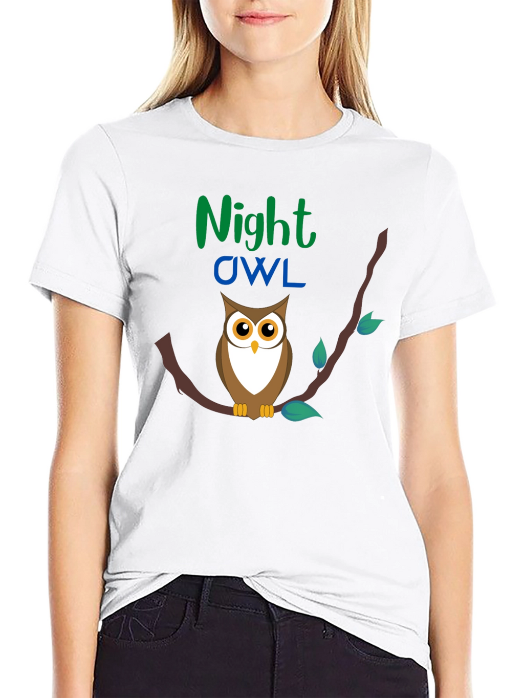 Night Owl Graphic Tee - Black Cotton T-Shirt