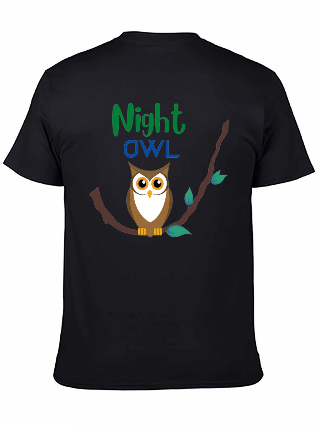 Night Owl Graphic Tee - Black Cotton T-Shirt