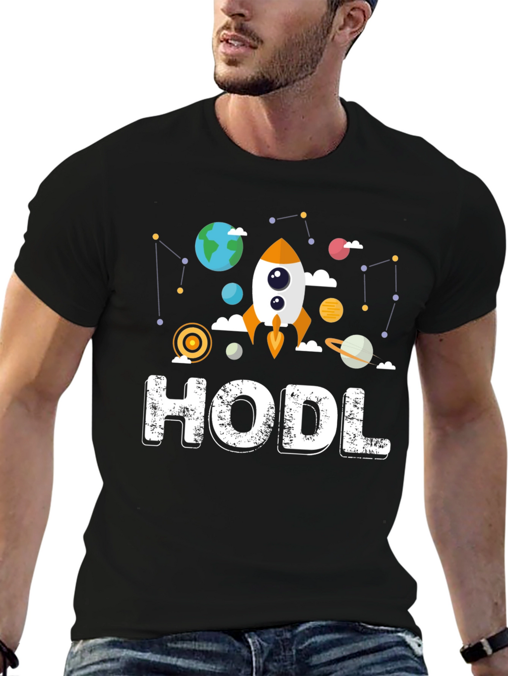 HODL Crypto Space Graphic T-Shirt