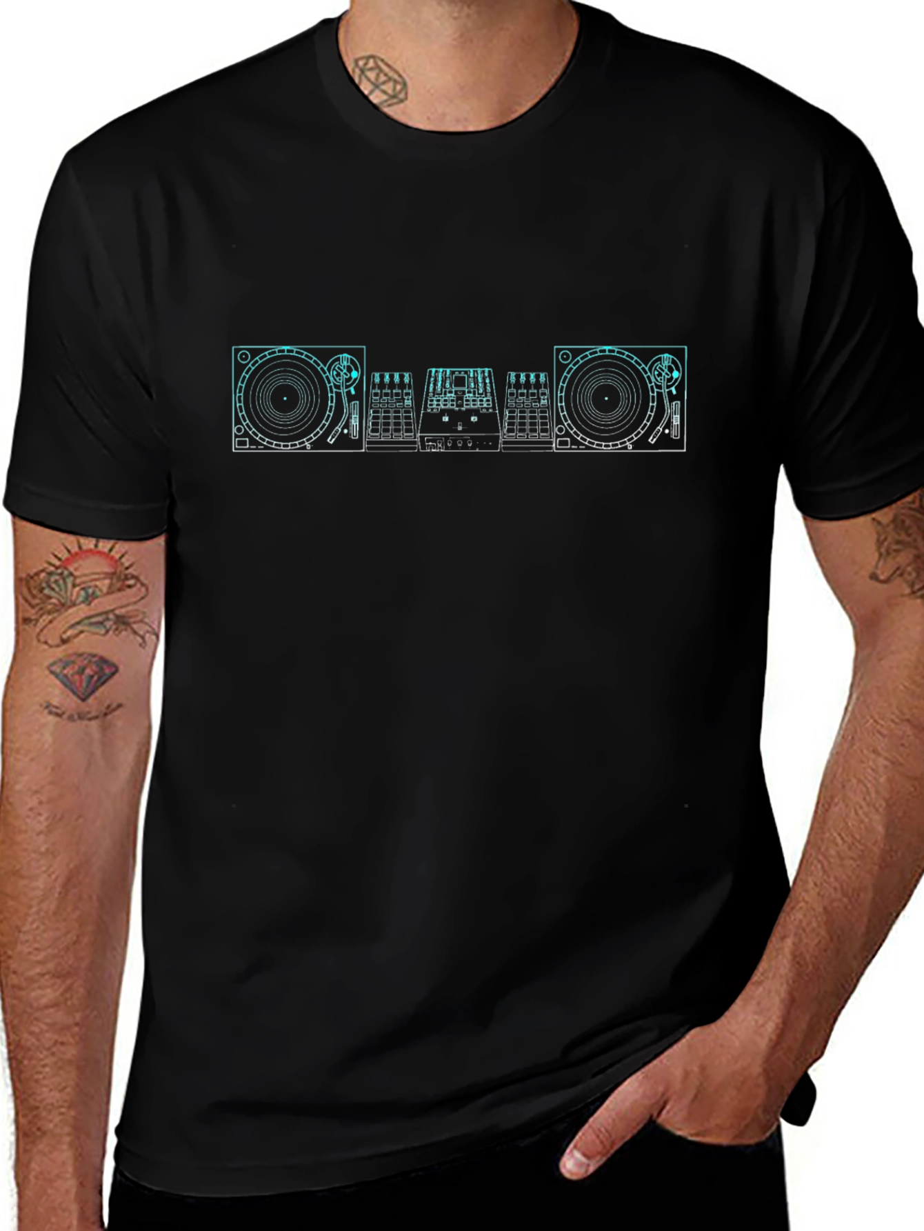 DJ Turntable Graphic Tee - Black