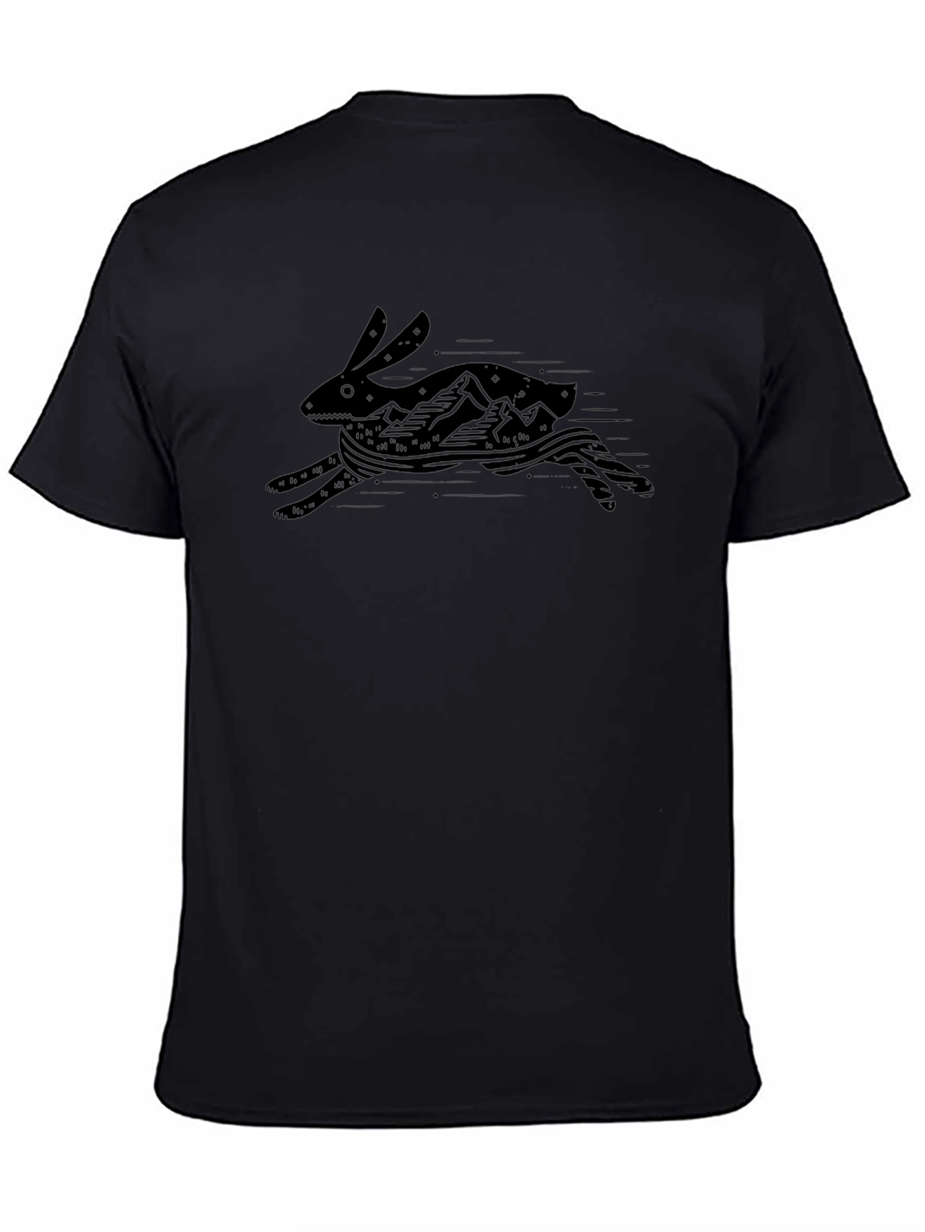 Black Graphic Tee - Running Rabbit Mountain Design