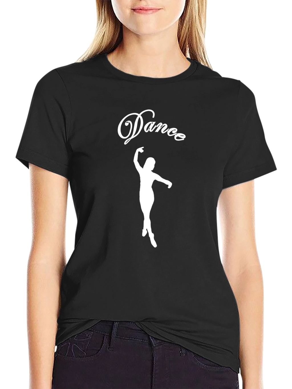 Dance Silhouette Graphic Tee - Black Cotton T-Shirt