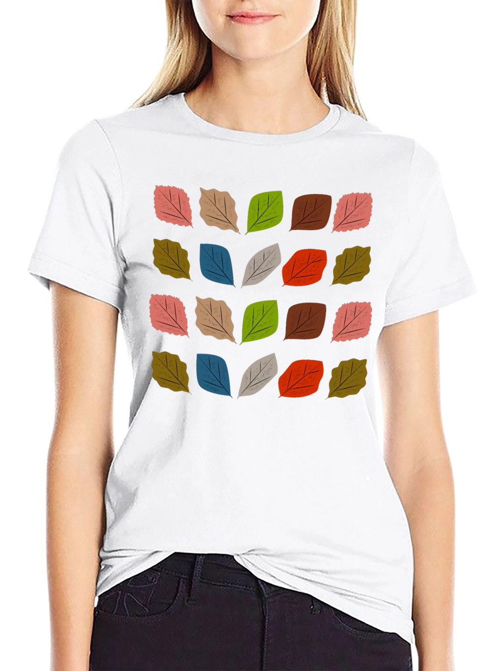 Abstract Leaf Pattern Black T-Shirt