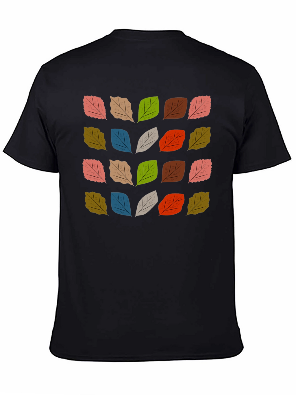 Abstract Leaf Pattern Black T-Shirt