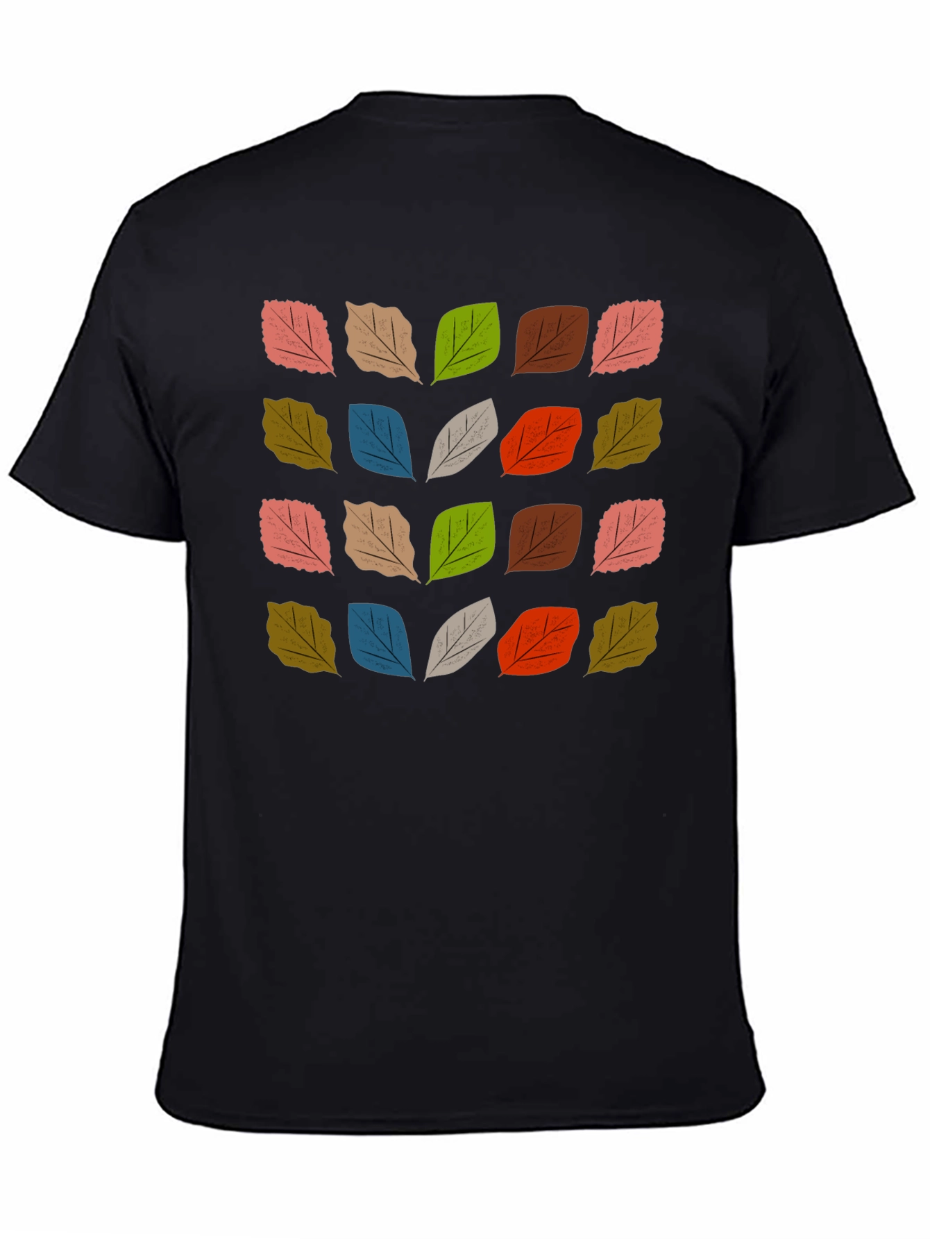Abstract Leaf Pattern Black T-Shirt