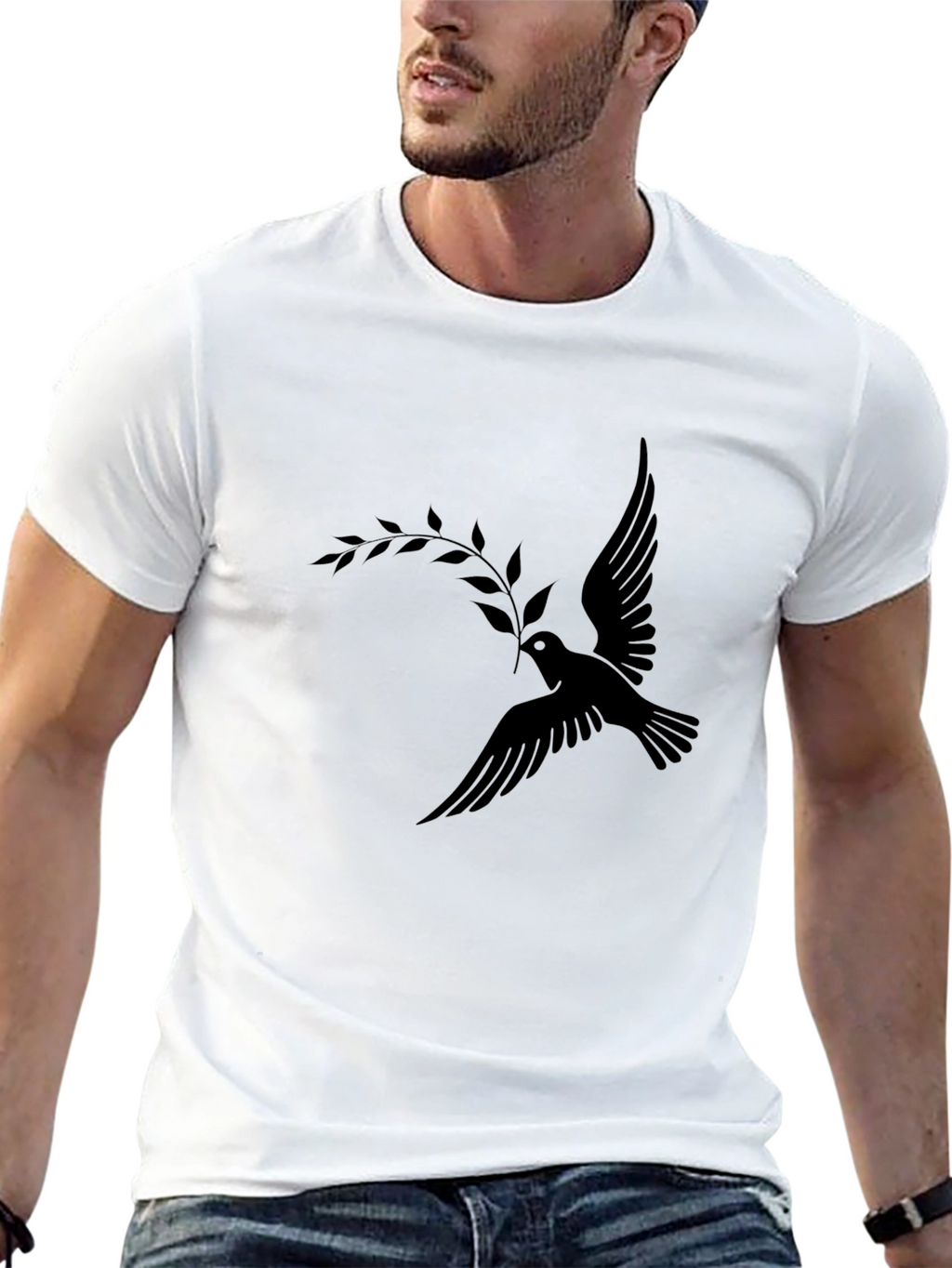 Peace Dove Graphic T-Shirt - Stylish Black Tee