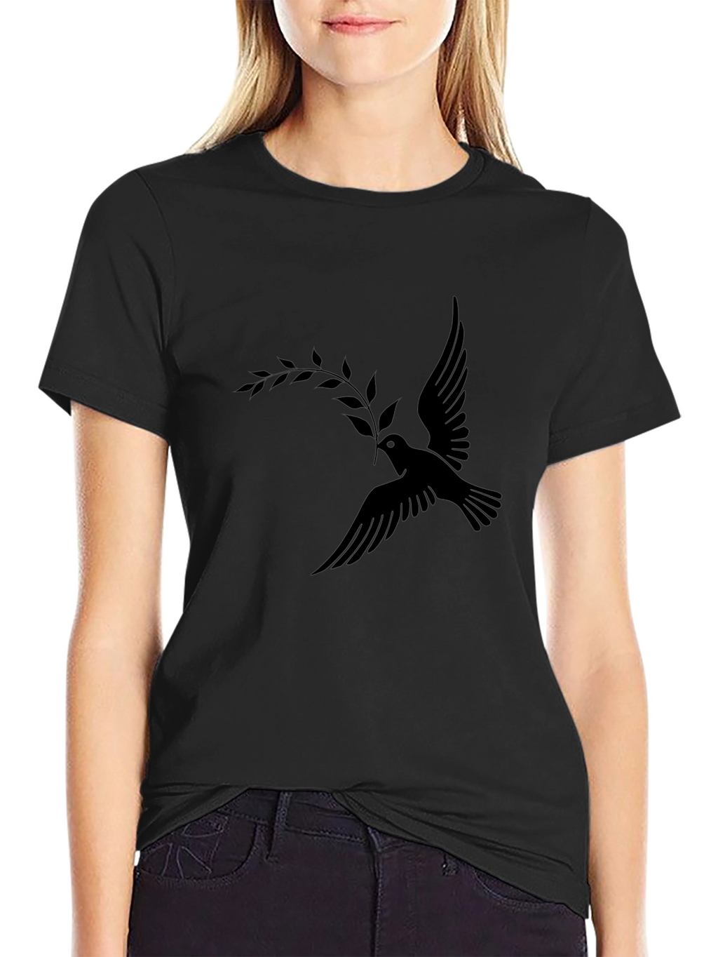Peace Dove Graphic T-Shirt - Stylish Black Tee
