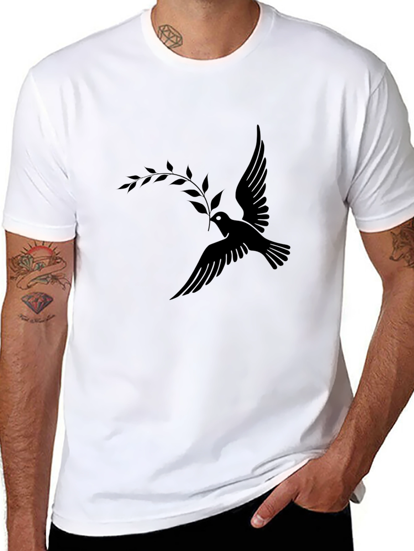 Peace Dove Graphic T-Shirt - Stylish Black Tee