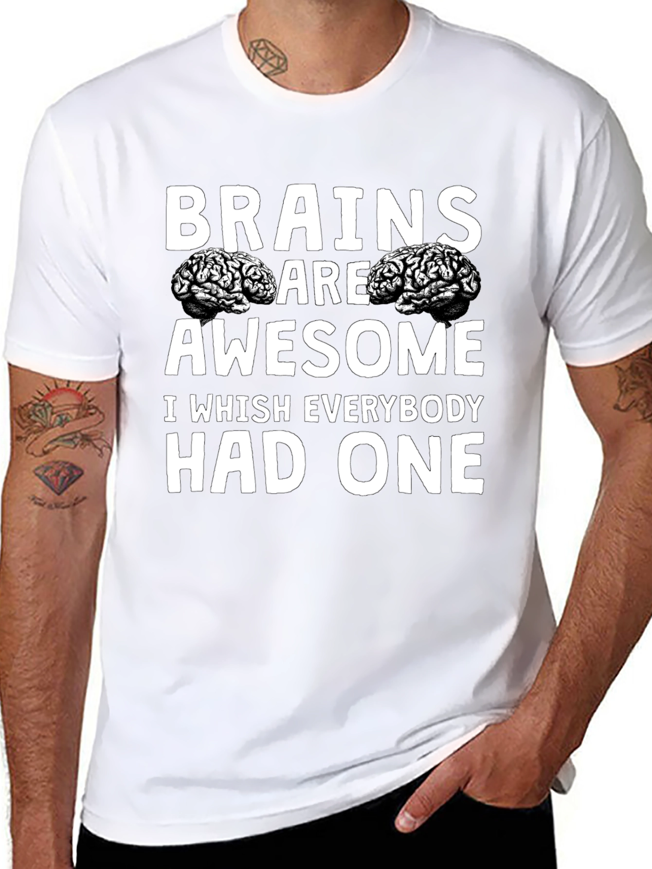 Brains Are Awesome Graphic Tee - Unisex Black T-Shirt