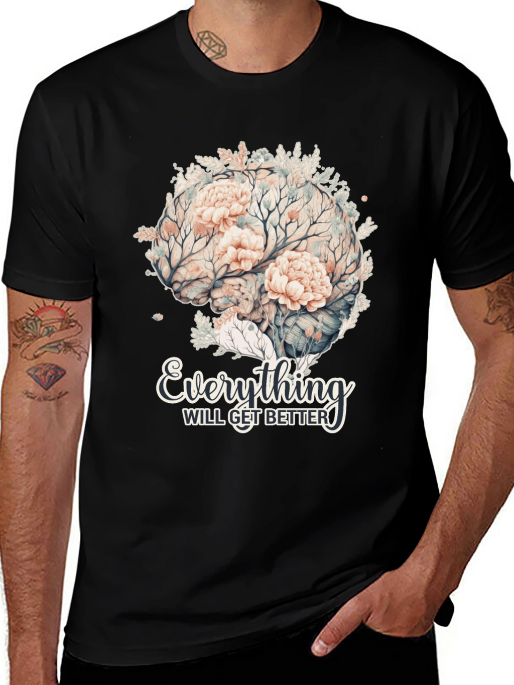Floral Brain T-Shirt - Everything Will Get Better