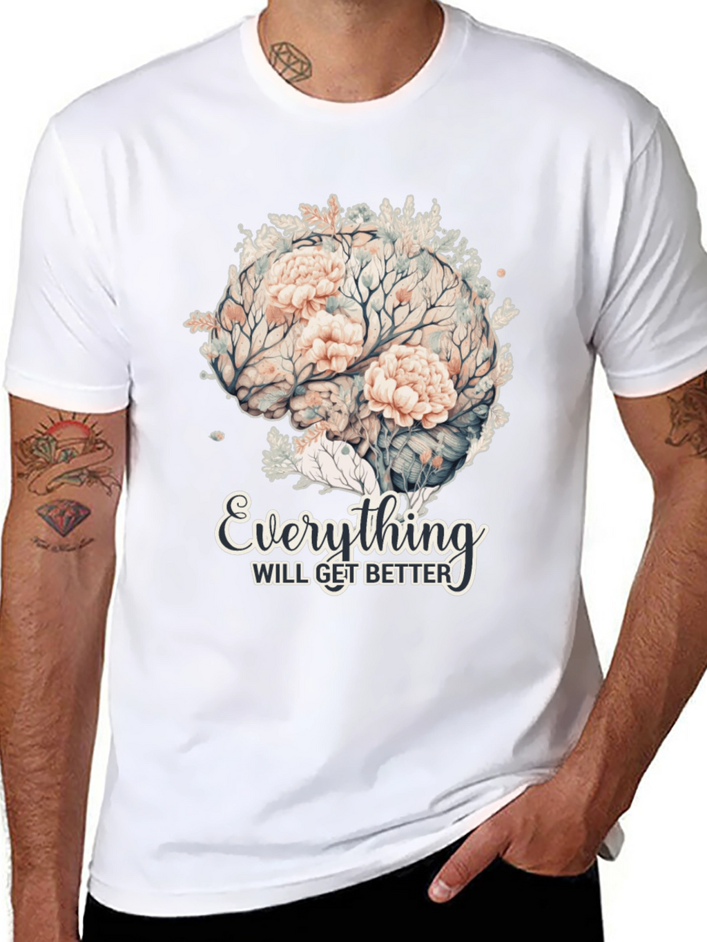 Floral Brain T-Shirt - Everything Will Get Better