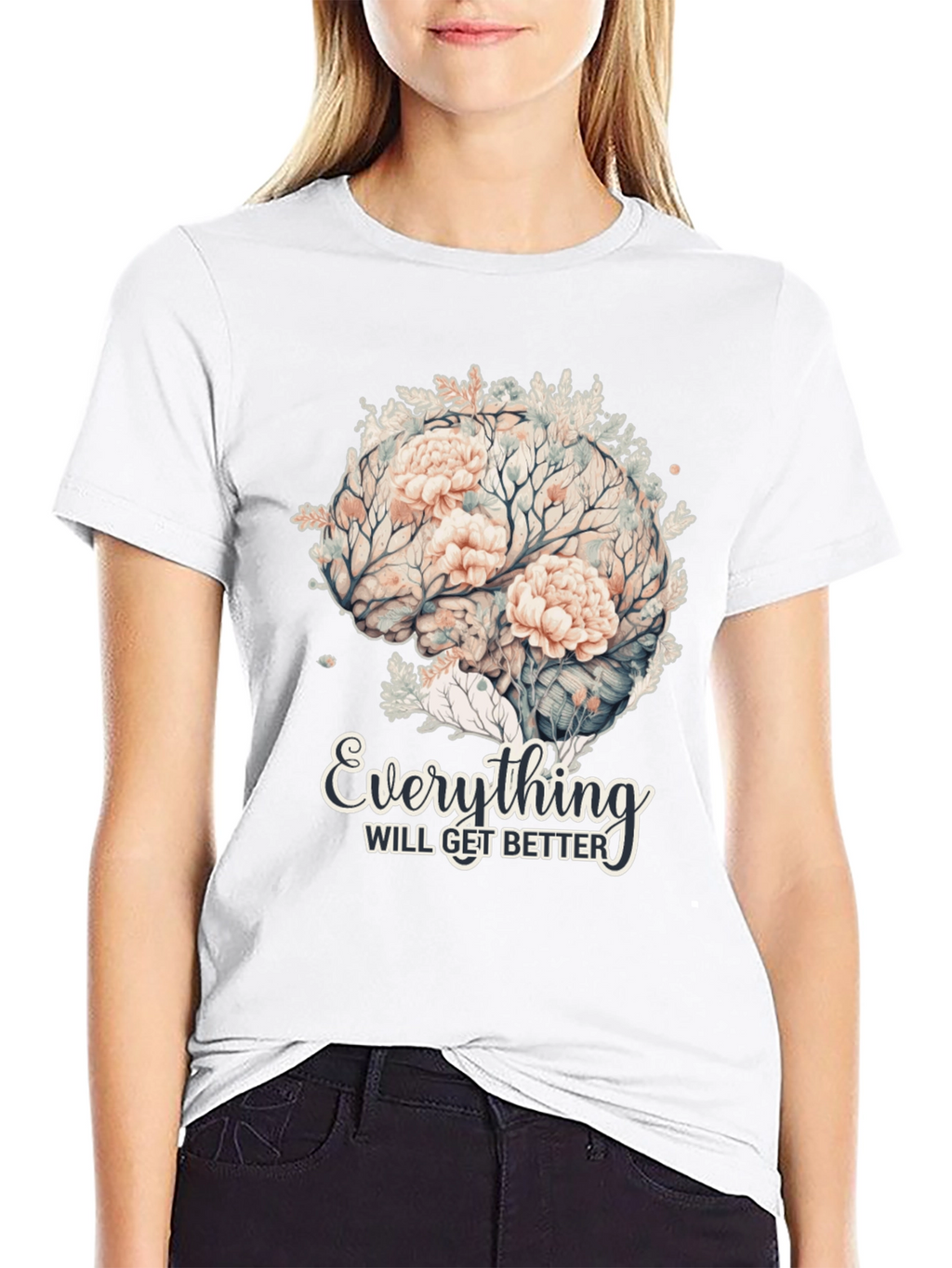 Floral Brain T-Shirt - Everything Will Get Better