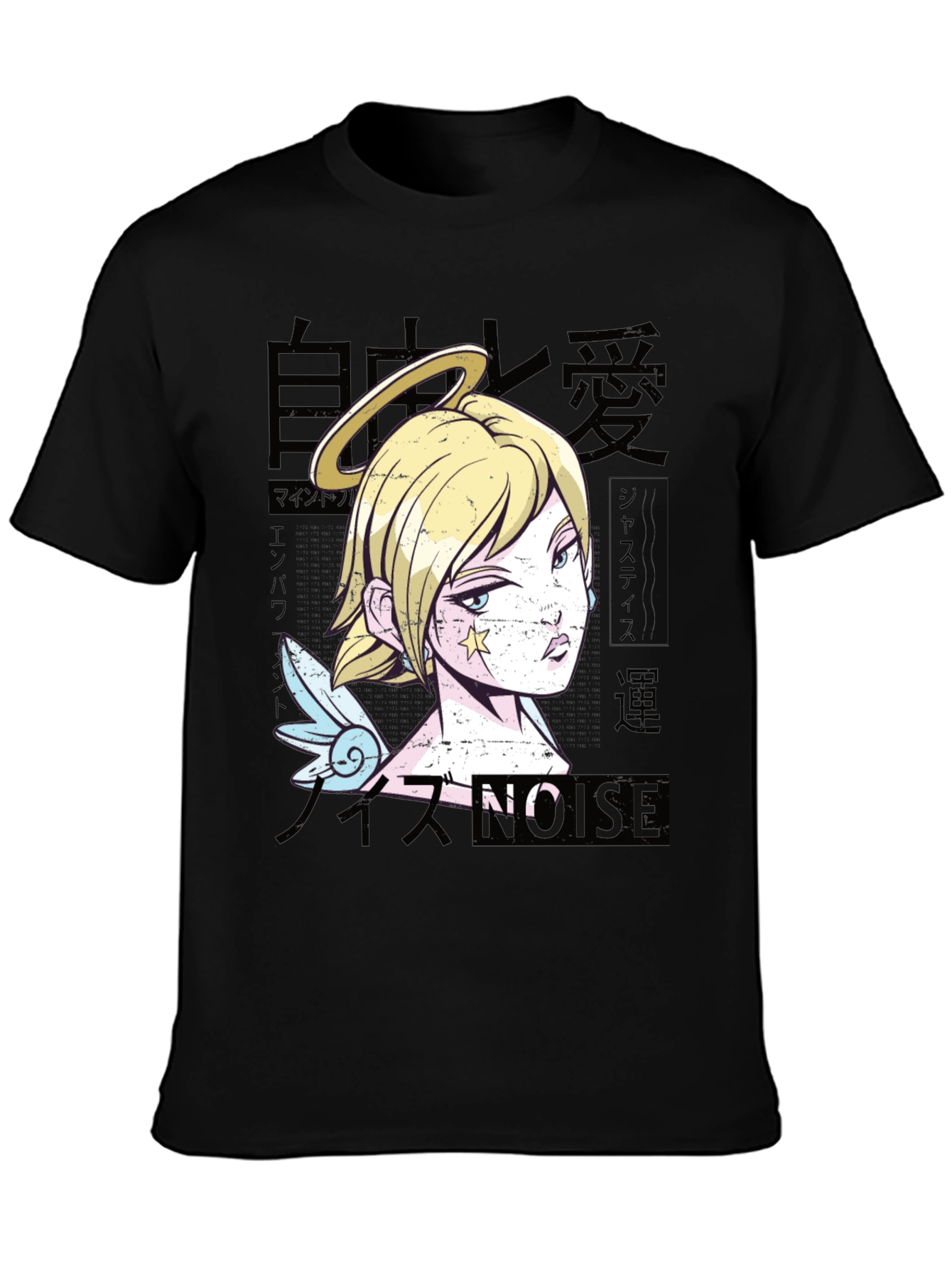 Anime Angel Graphic Black T-Shirt