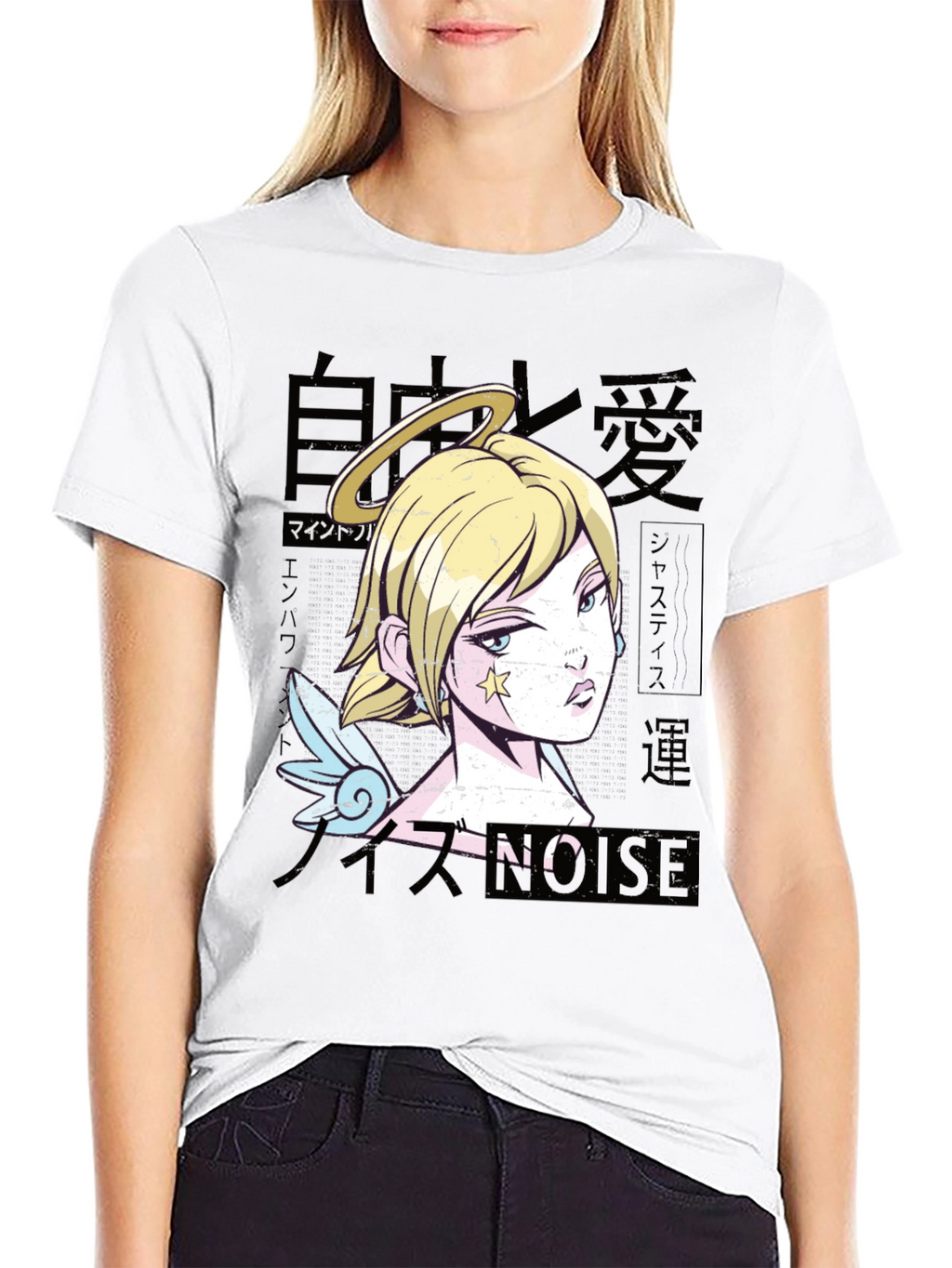 Anime Angel Graphic Black T-Shirt