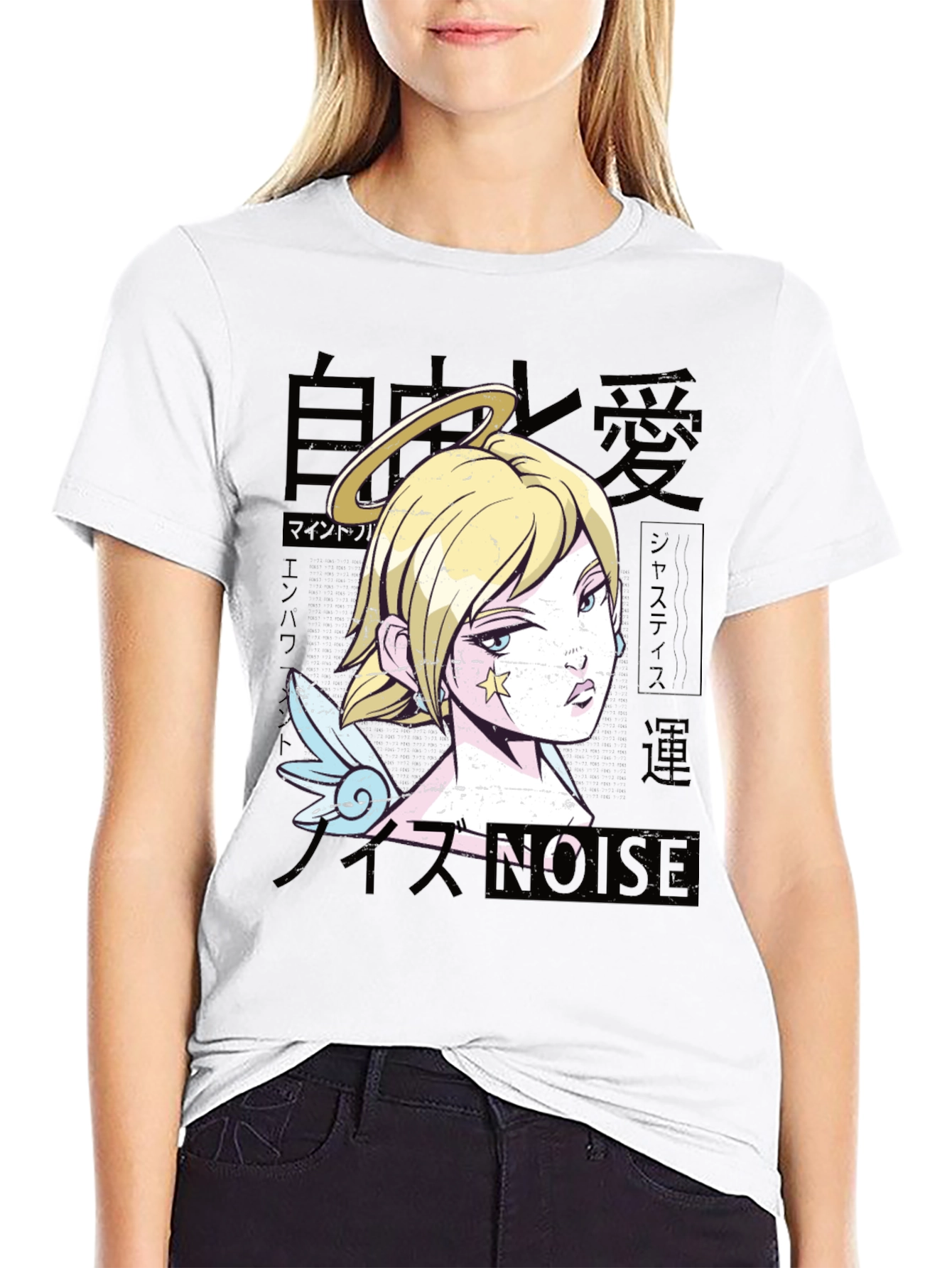 Anime Angel Graphic Black T-Shirt