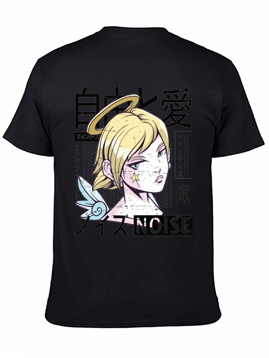 Anime Angel Graphic Black T-Shirt