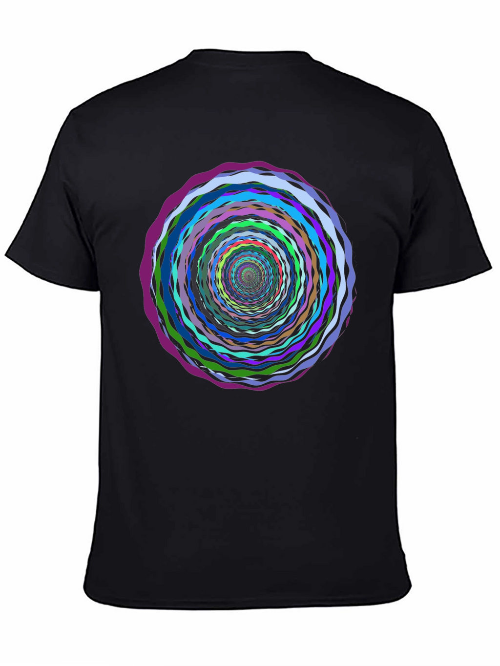 Vortex Circle Black T-Shirt - Artistic Psychedelic Design