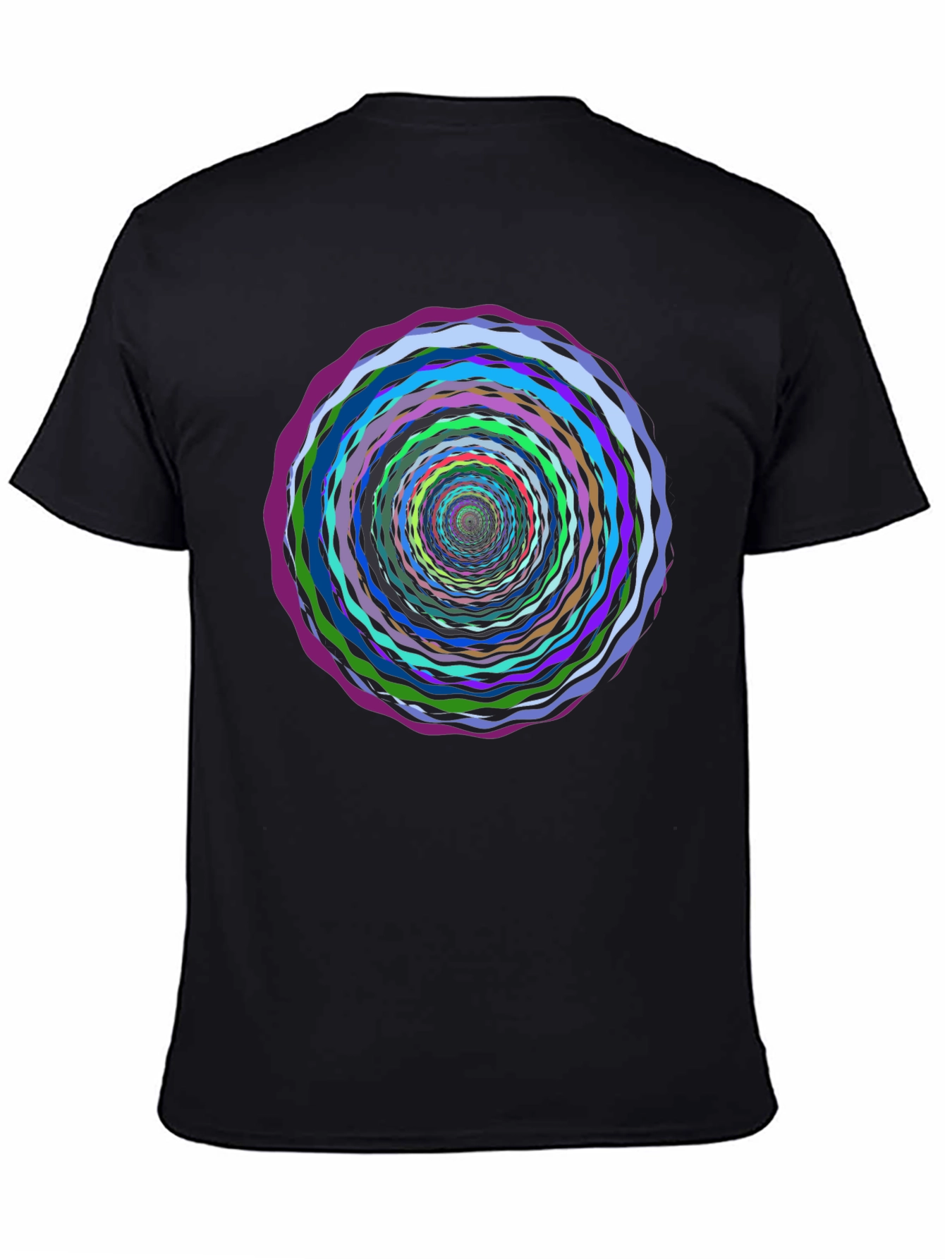 Vortex Circle Black T-Shirt - Artistic Psychedelic Design