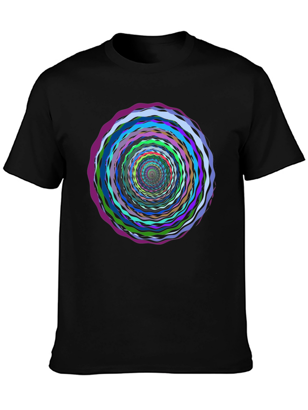 Vortex Circle Black T-Shirt - Artistic Psychedelic Design