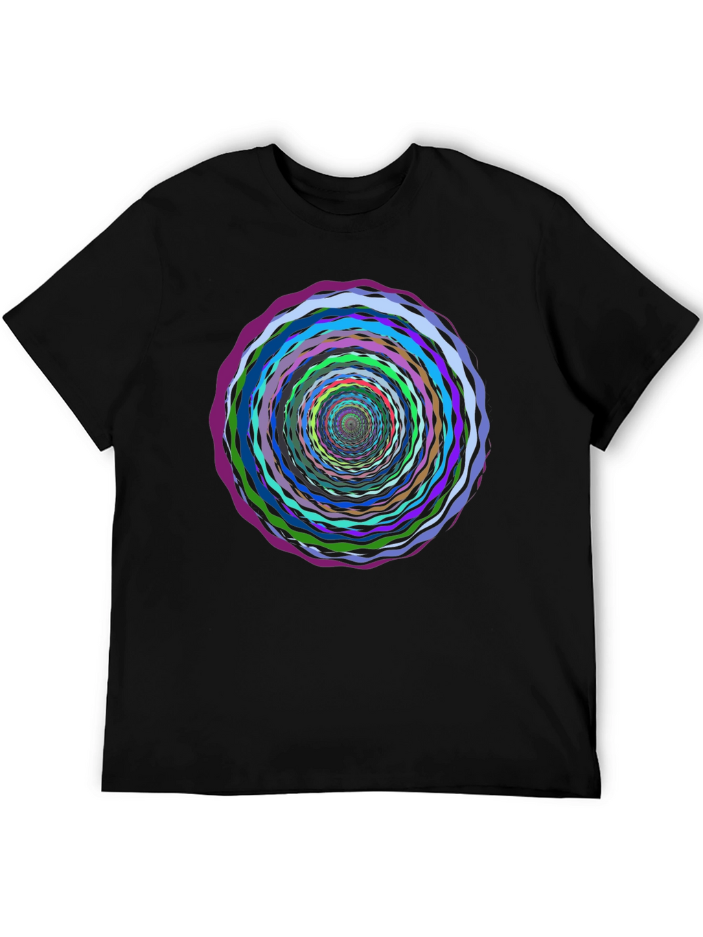 Vortex Circle Black T-Shirt - Artistic Psychedelic Design
