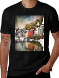 Quayside Houses T-Shirt Black Casual Wear
