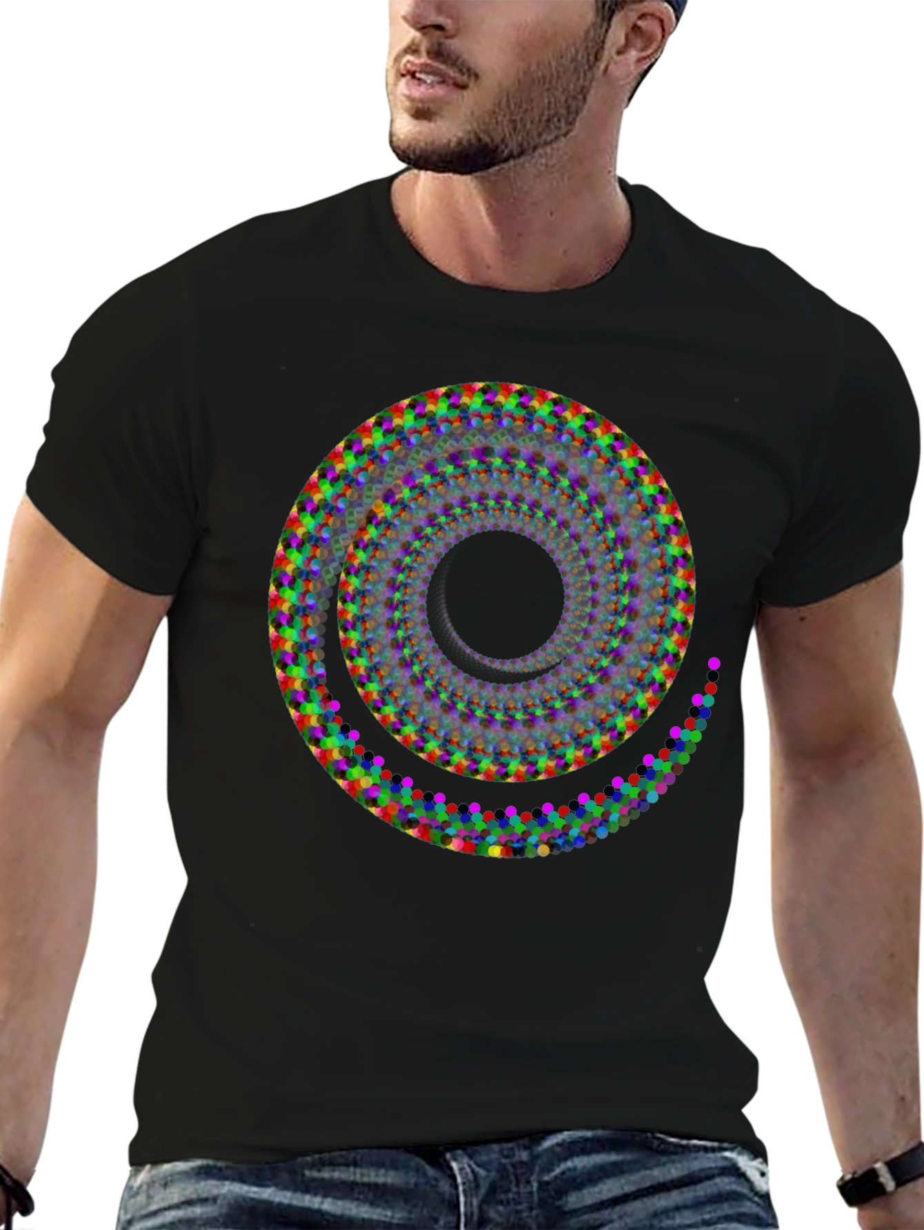 Abstract Spiral Graphic T-Shirt - Modern Art Design