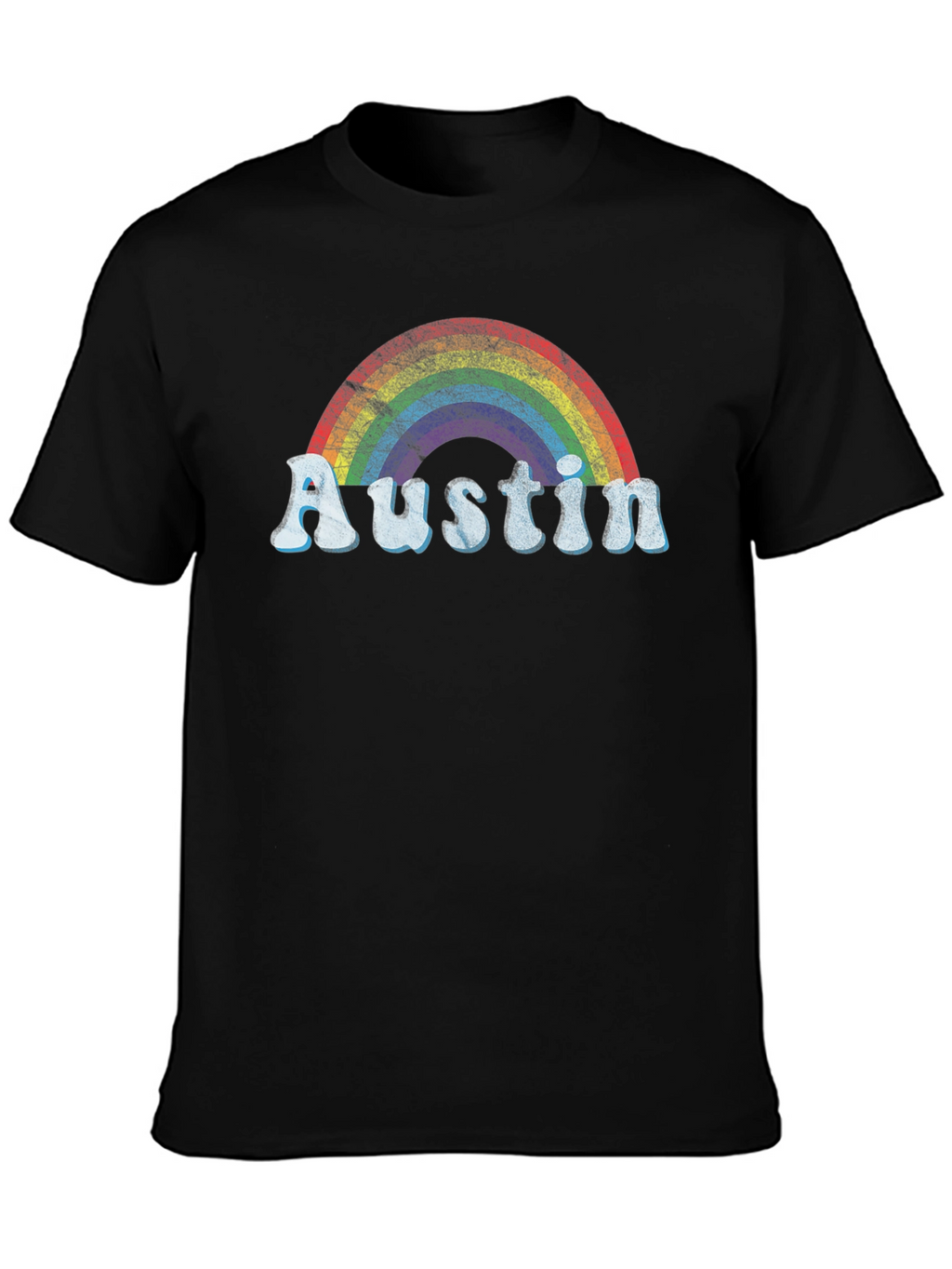 Austin Rainbow Graphic Tee - Retro Style
