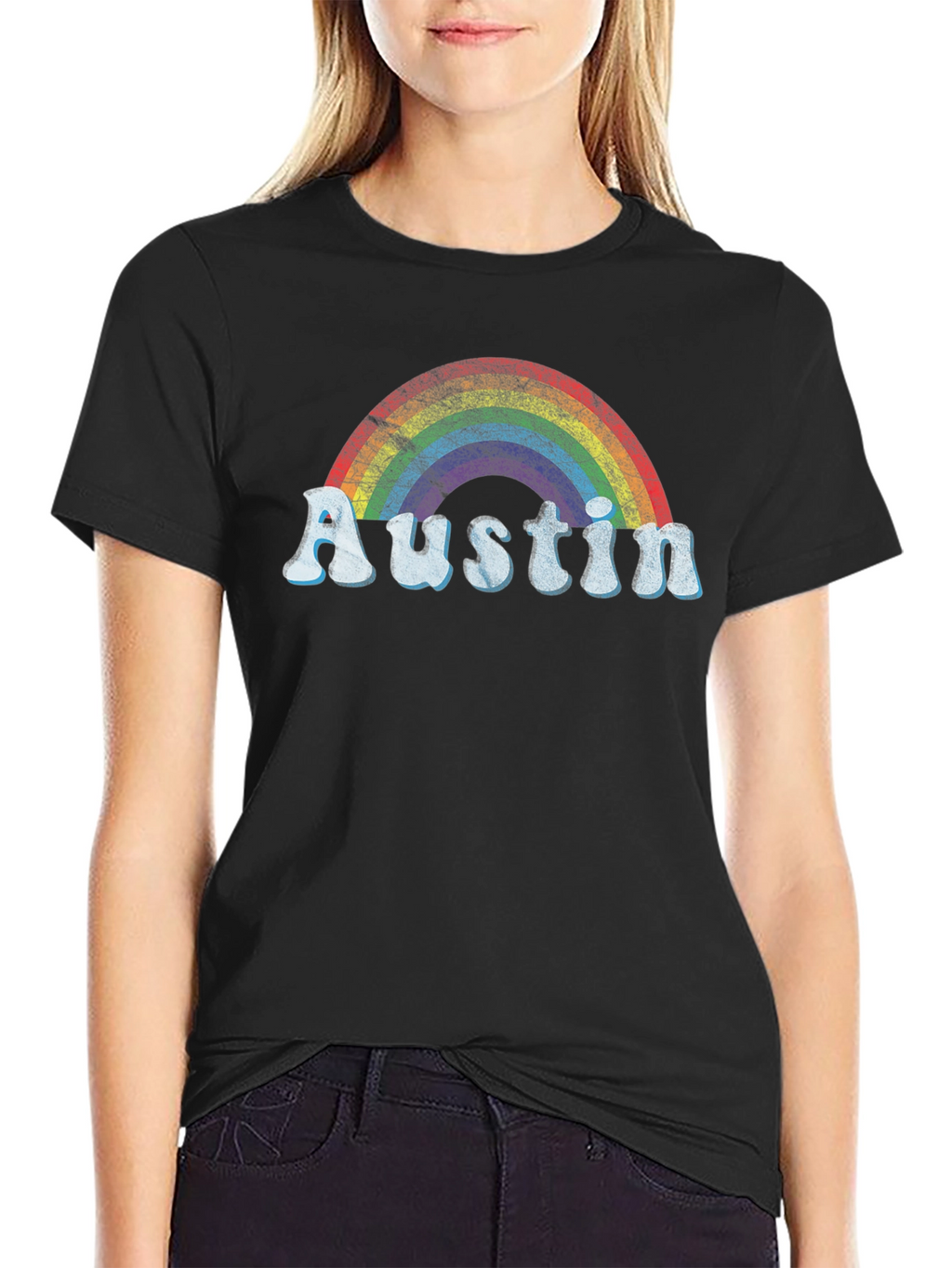 Austin Rainbow Graphic Tee - Retro Style