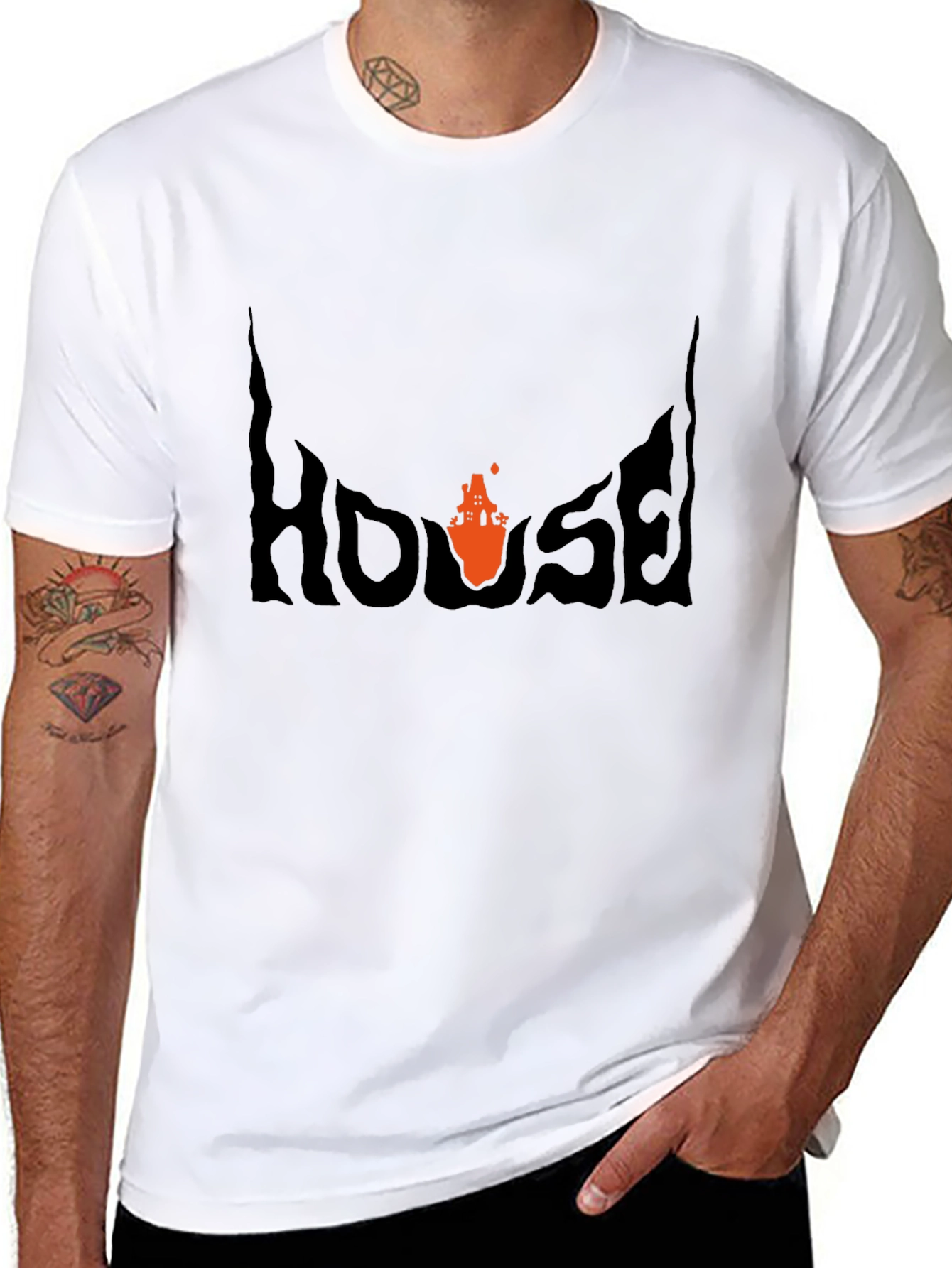 House Halloween Tee - Black Graphic T-Shirt