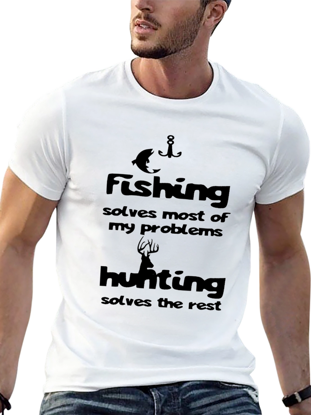 Fishing & Hunting Solve Problems Black T-Shirt