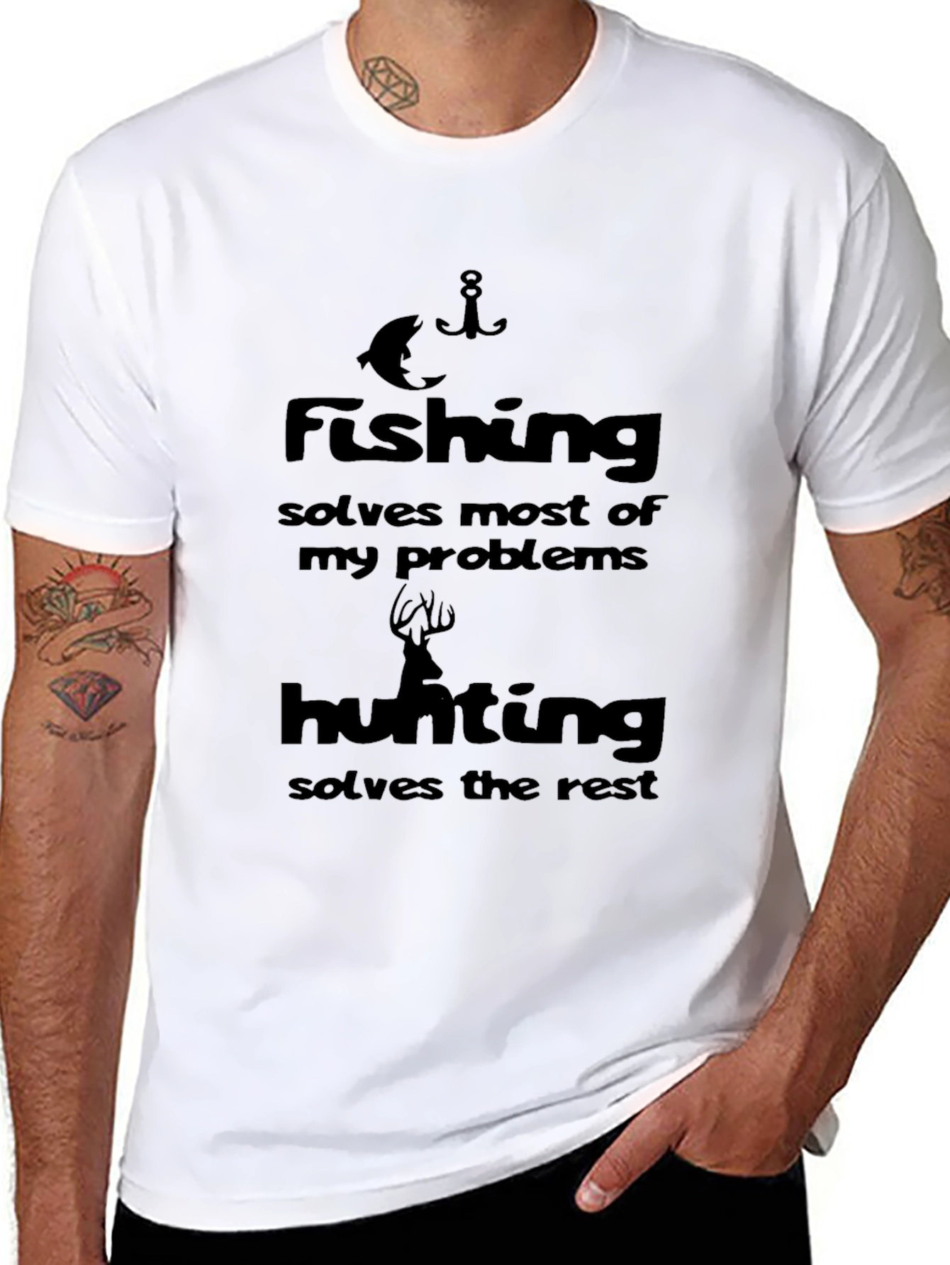 Fishing & Hunting Solve Problems Black T-Shirt