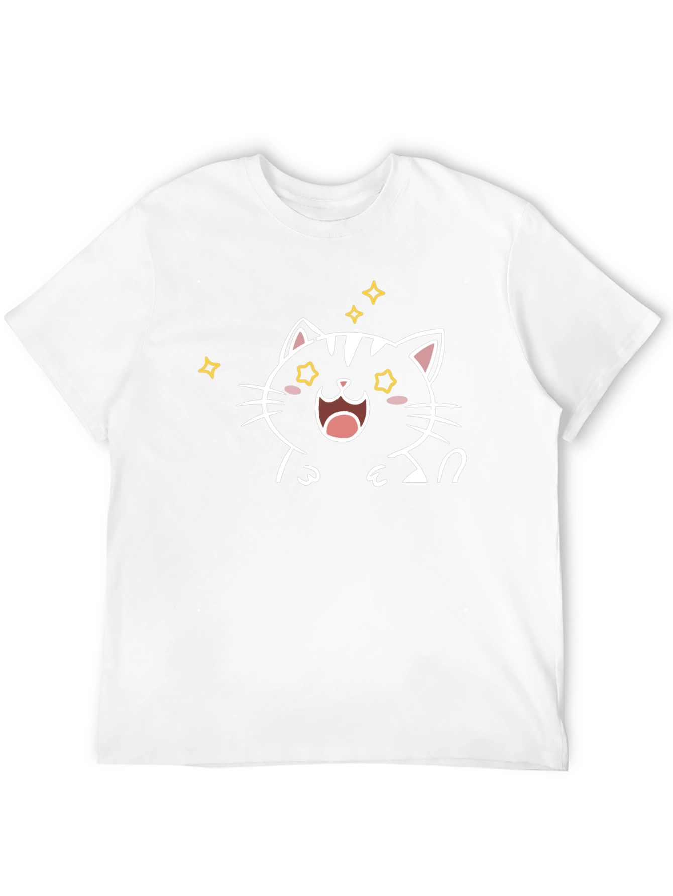 Cute Cartoon Cat T-Shirt - Black