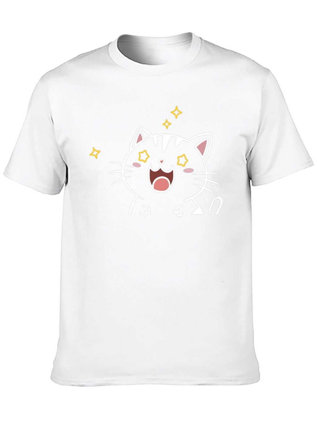 Cute Cartoon Cat T-Shirt - Black