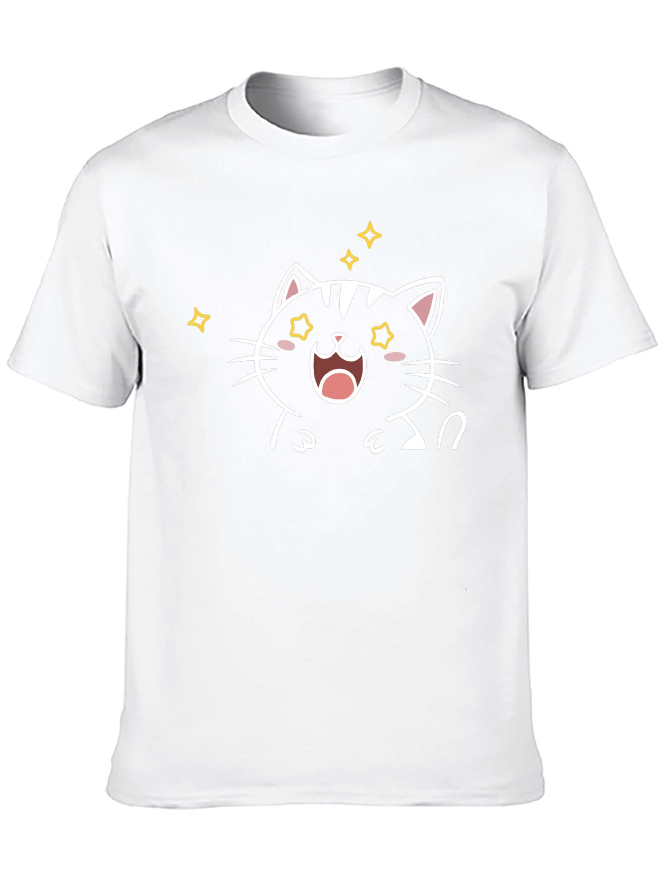 Cute Cartoon Cat T-Shirt - Black