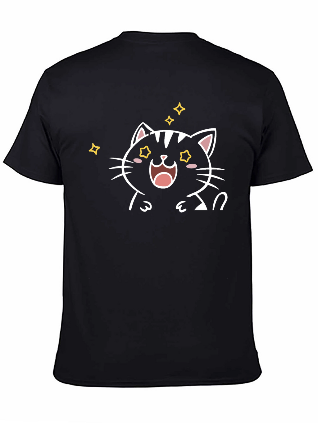 Cute Cartoon Cat T-Shirt - Black