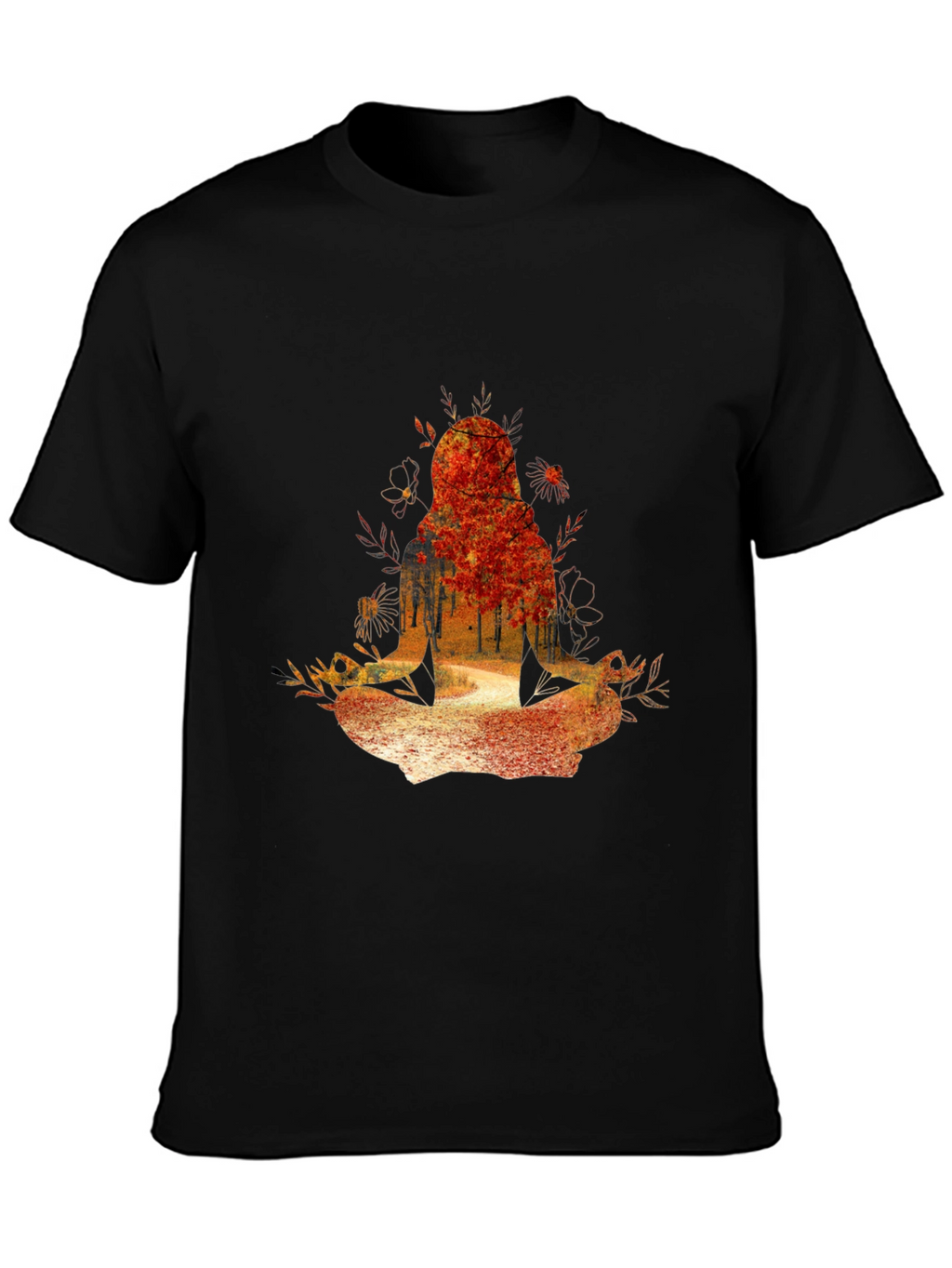 Nature-Inspired Meditating Figure Graphic Tee