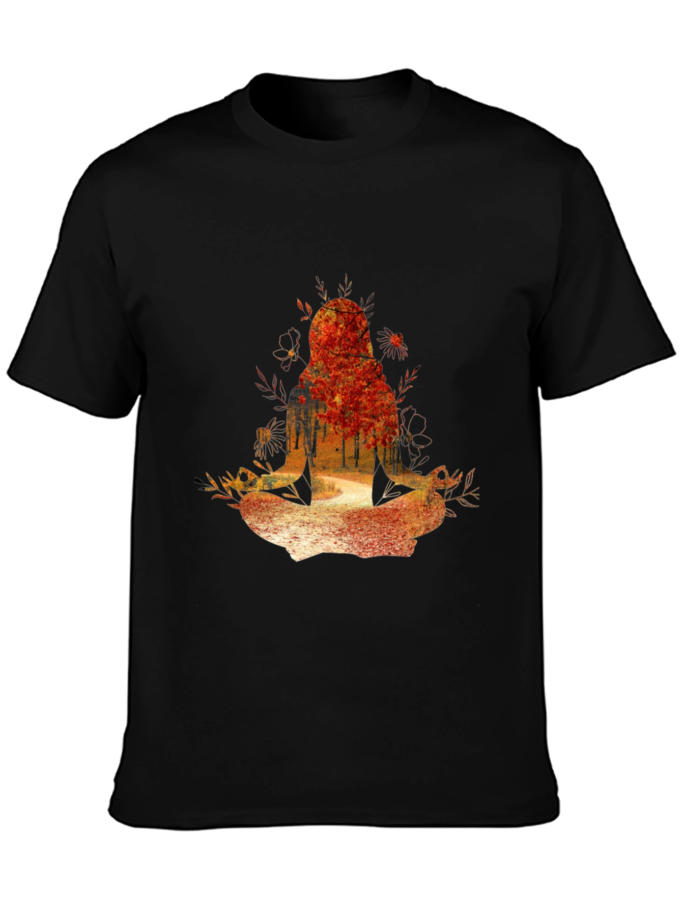 Nature-Inspired Meditating Figure Graphic Tee
