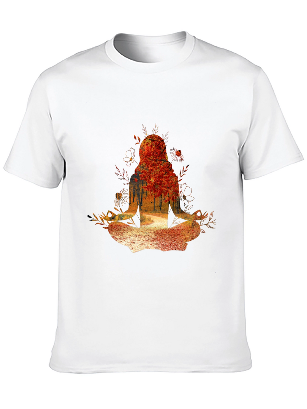 Nature-Inspired Meditating Figure Graphic Tee
