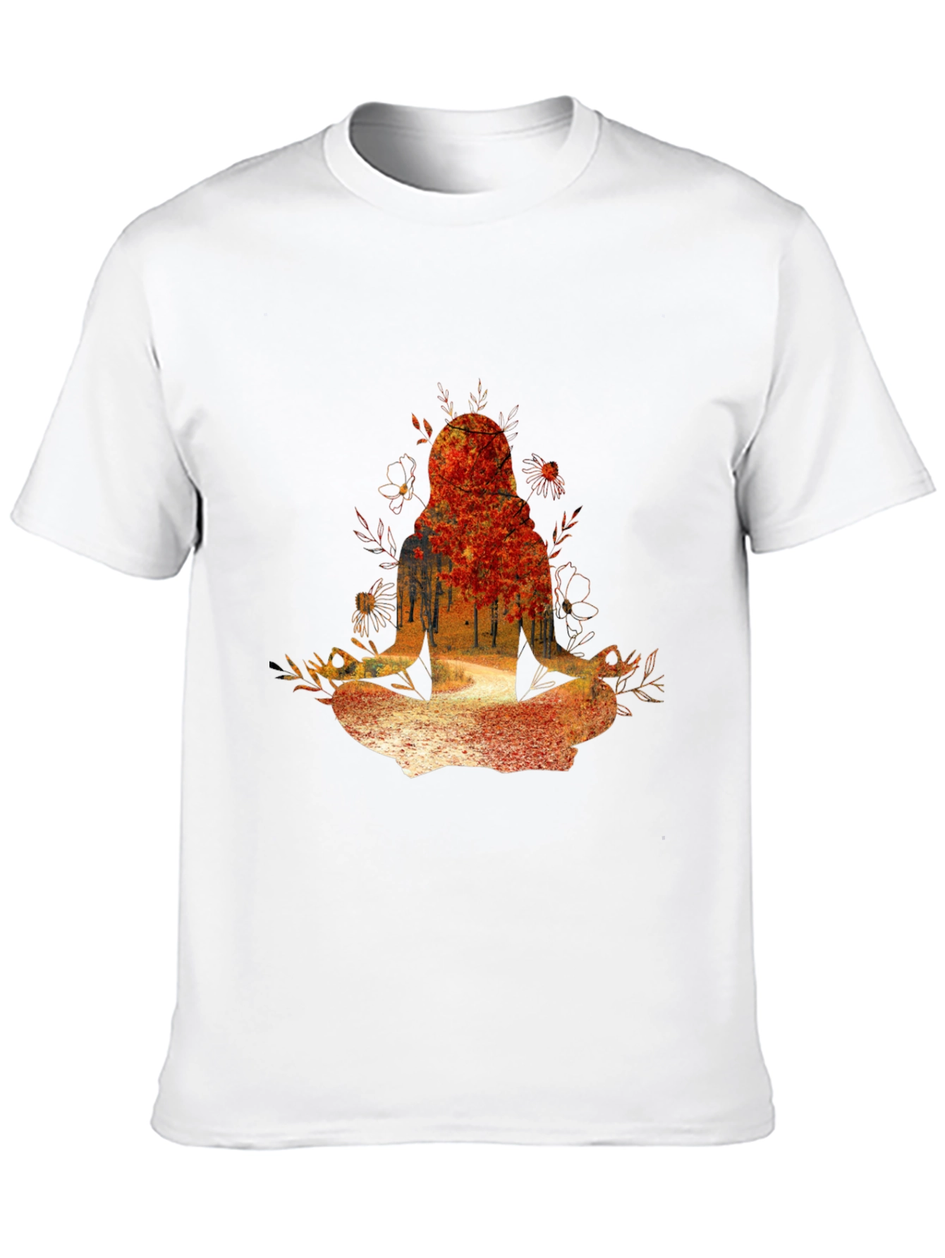 Nature-Inspired Meditating Figure Graphic Tee