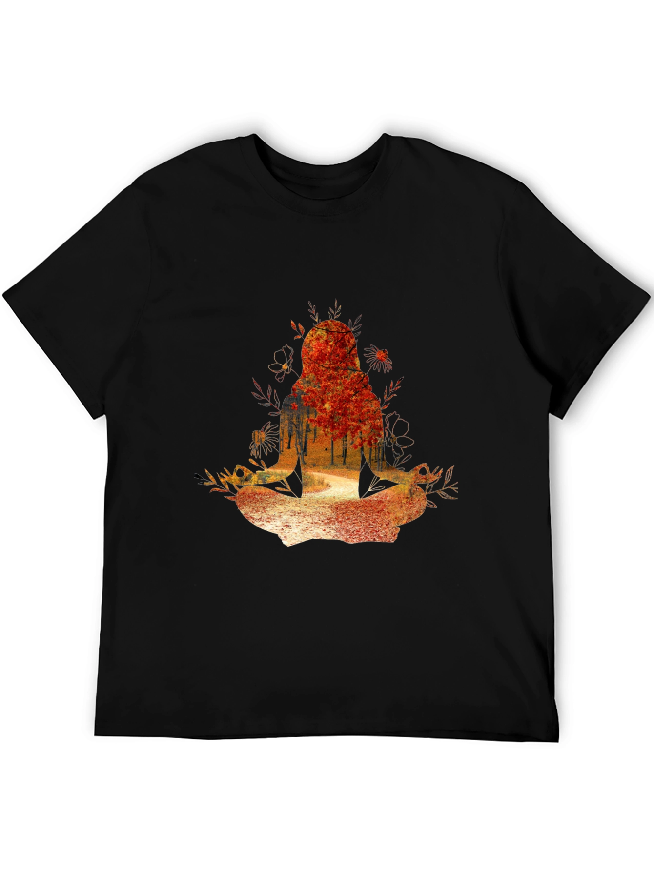 Nature-Inspired Meditating Figure Graphic Tee