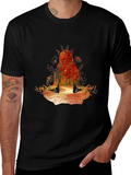 Nature-Inspired Meditating Figure Graphic Tee