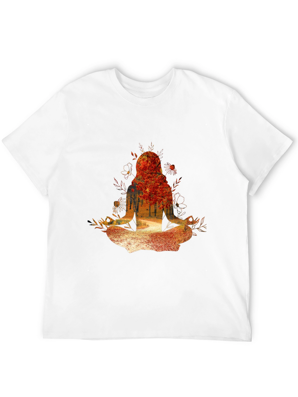Nature-Inspired Meditating Figure Graphic Tee