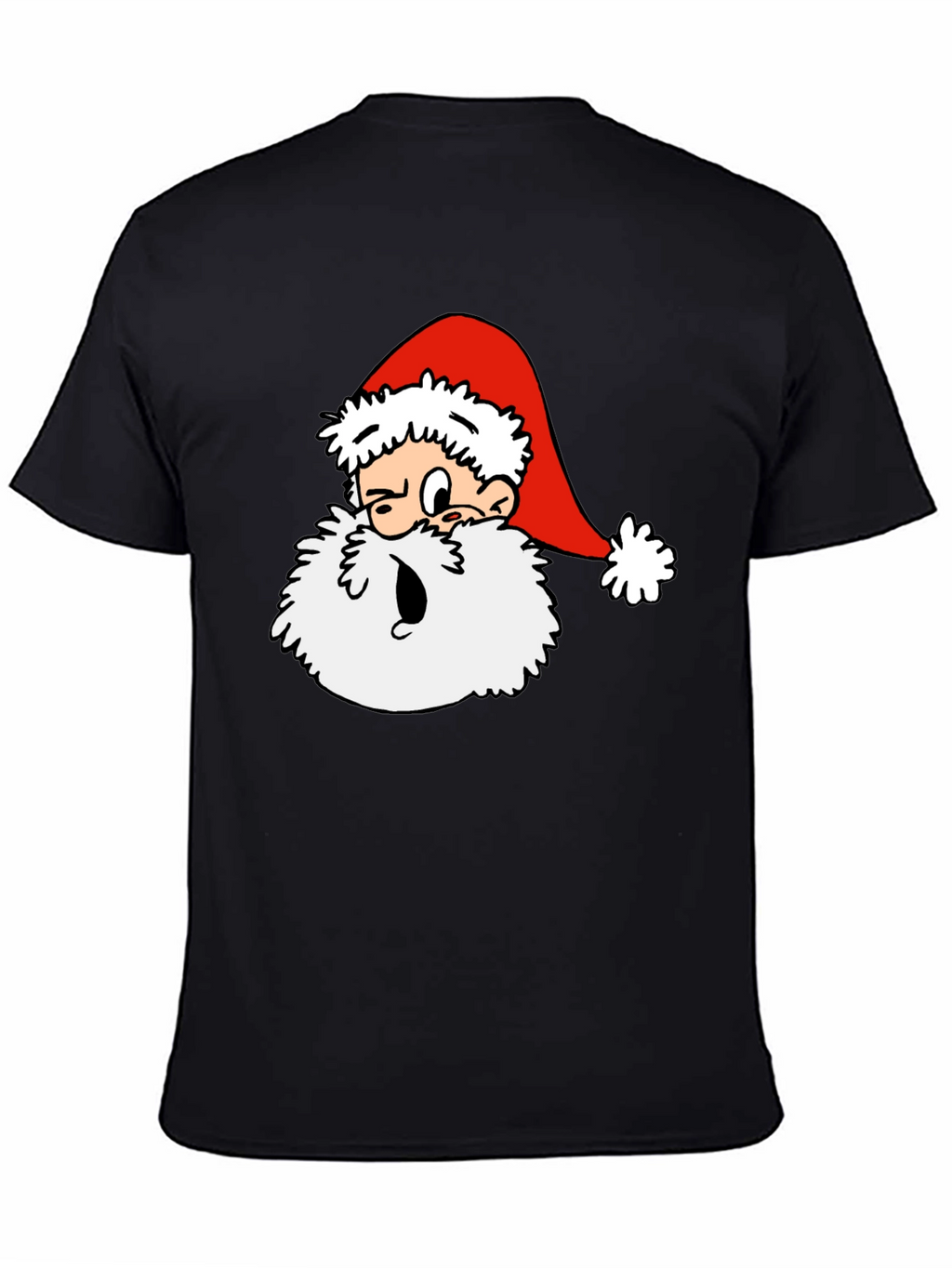 Cartoon Santa Graphic T-Shirt - Black