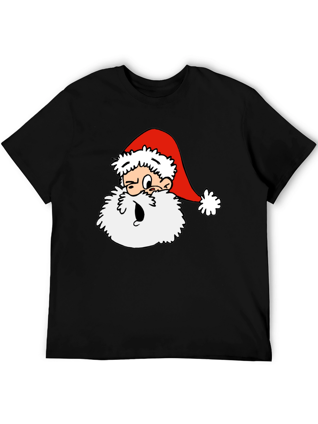 Cartoon Santa Graphic T-Shirt - Black