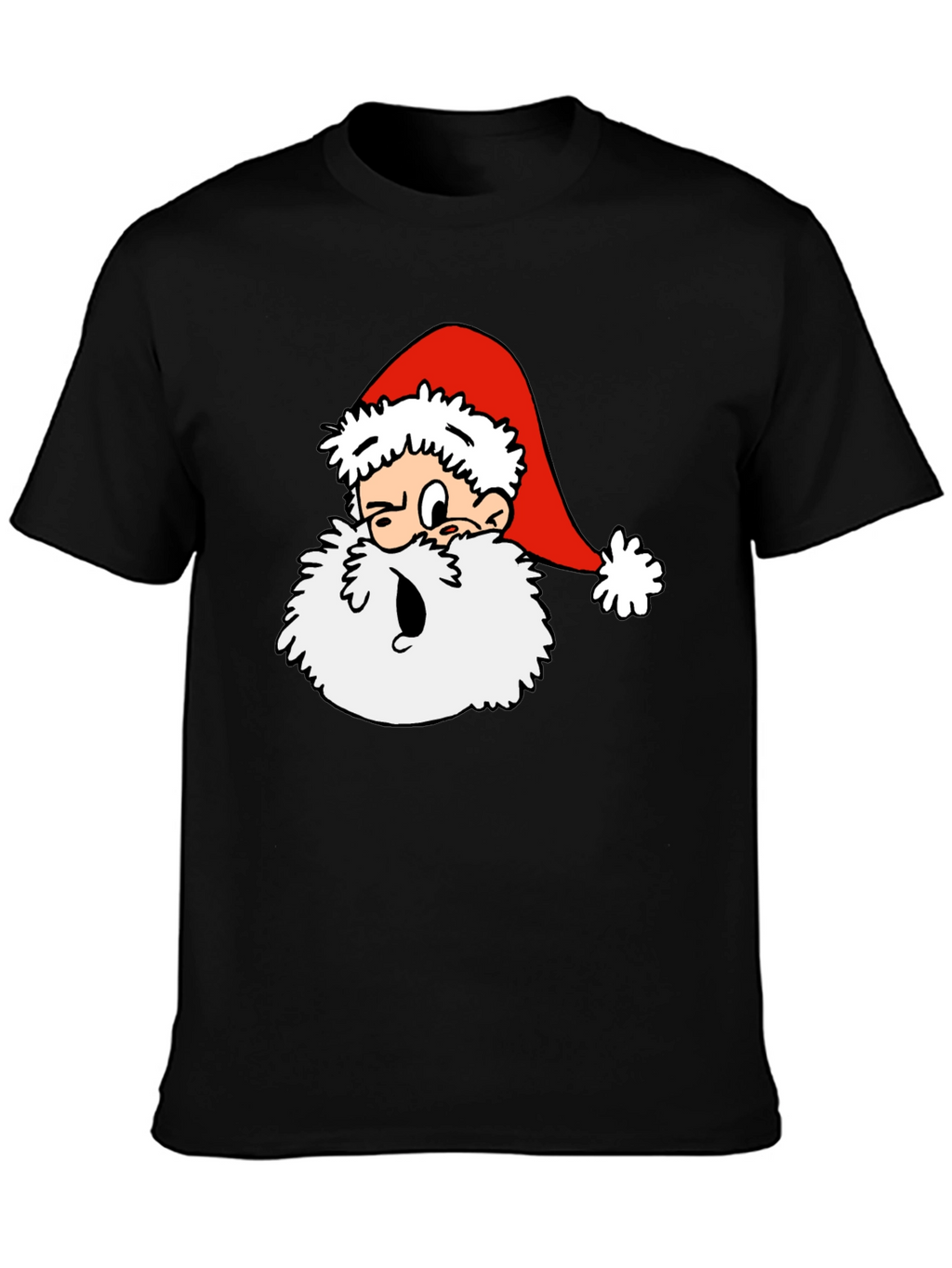 Cartoon Santa Graphic T-Shirt - Black