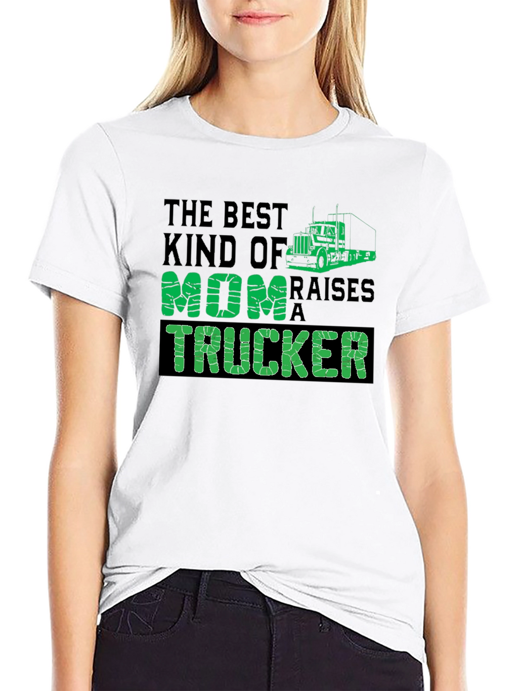 Best Kind of Mom Raises a Trucker Black T-Shirt